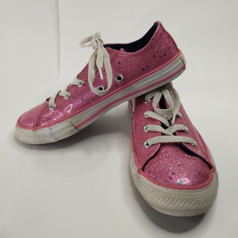 pink Sparkle Galaxy Glitter Star Converse Size US 2 Youth Girls Fun Colorful
